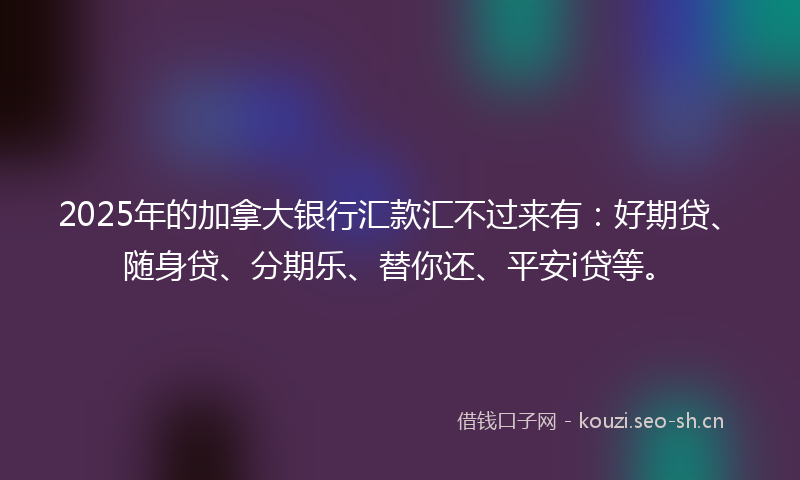 2025年的加拿大银行汇款汇不过来有:好期贷、随身贷、分期乐、替你还、平安i贷等。