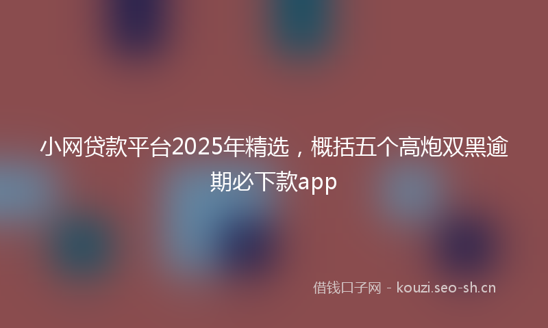 小网贷款平台2025年精选，概括五个高炮双黑逾期必下款app