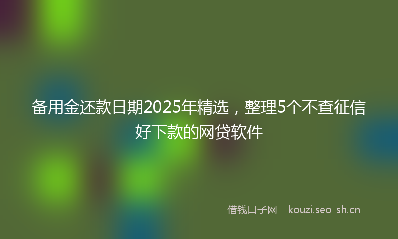 备用金还款日期2025年精选，整理5个不查征信好下款的网贷软件
