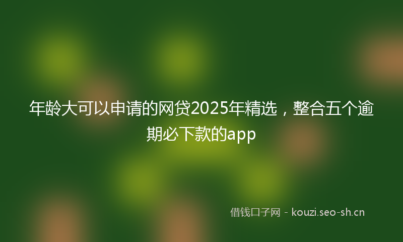 年龄大可以申请的网贷2025年精选，整合五个逾期必下款的app