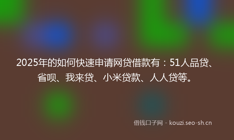 2025年的如何快速申请网贷借款有：51人品贷、省呗、我来贷、小米贷款、人人贷等。