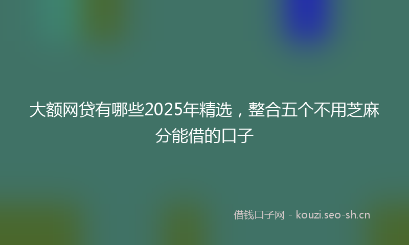 大额网贷有哪些2025年精选，整合五个不用芝麻分能借的口子