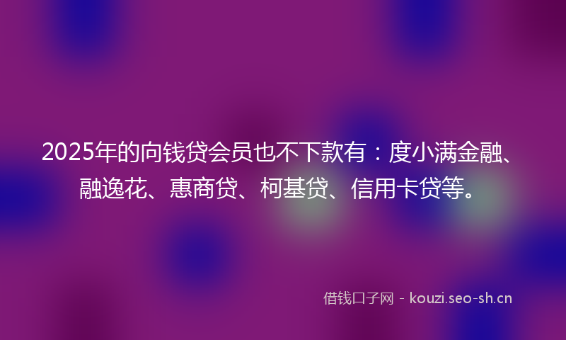 2025年的向钱贷会员也不下款有：度小满金融、融逸花、惠商贷、柯基贷、信用卡贷等。