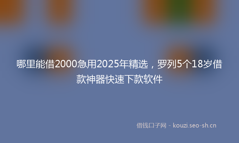 哪里能借2000急用2025年精选，罗列5个18岁借款神器快速下款软件