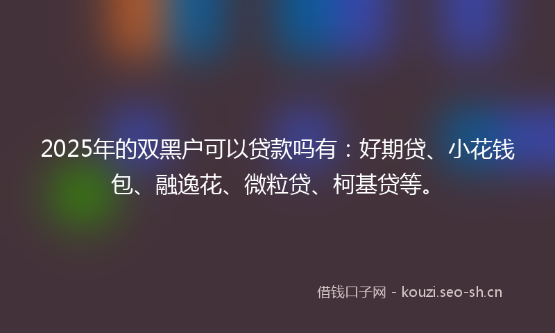 2025年的双黑户可以贷款吗有：好期贷、小花钱包、融逸花、微粒贷、柯基贷等。