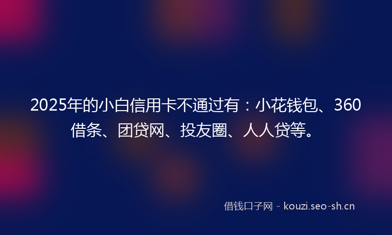 2025年的小白信用卡不通过有：小花钱包、360借条、团贷网、投友圈、人人贷等。