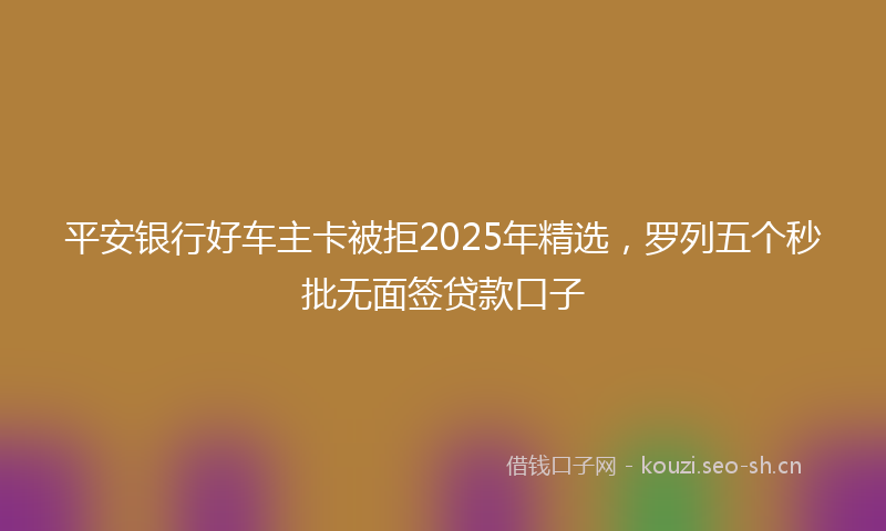 平安银行好车主卡被拒2025年精选，罗列五个秒批无面签贷款口子