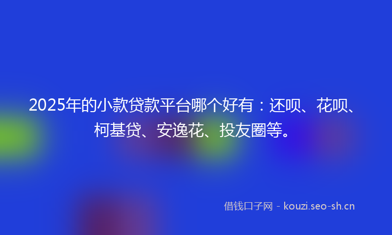 2025年的小款贷款平台哪个好有：还呗、花呗、柯基贷、安逸花、投友圈等。