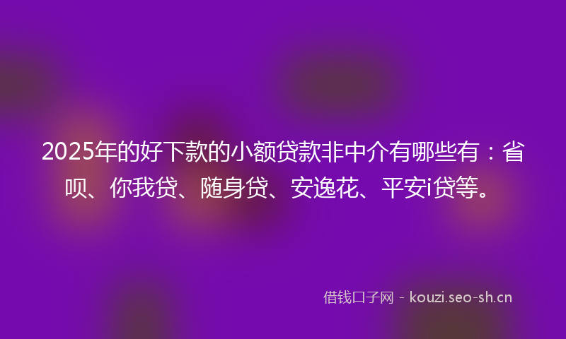 2025年的好下款的小额贷款非中介有哪些有：省呗、你我贷、随身贷、安逸花、平安i贷等。