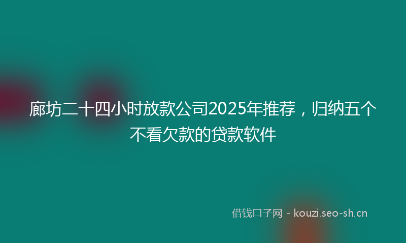 廊坊二十四小时放款公司2025年推荐，归纳五个不看欠款的贷款软件