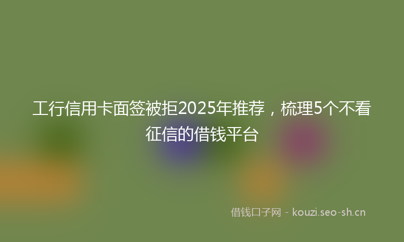 工行信用卡面签被拒2025年推荐，梳理5个不看征信的借钱平台