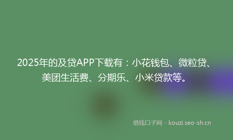 2025年的及贷APP下载有：小花钱包、微粒贷、美团生活费、分期乐、小米贷款等。
