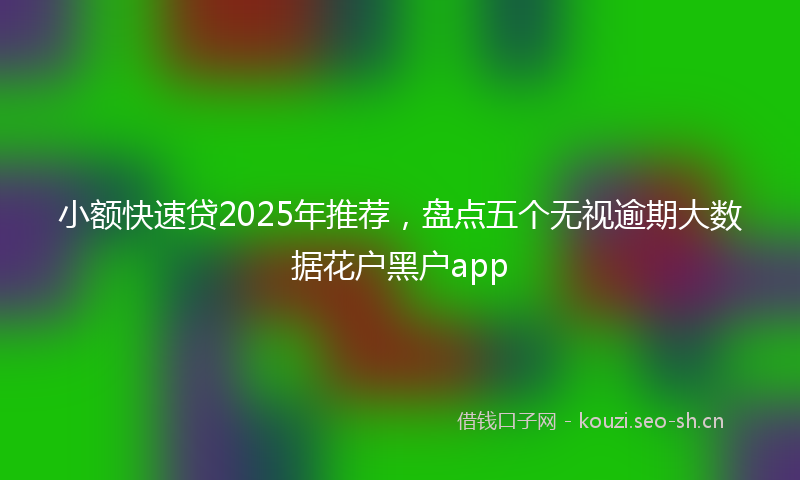 小额快速贷2025年推荐，盘点五个无视逾期大数据花户黑户app