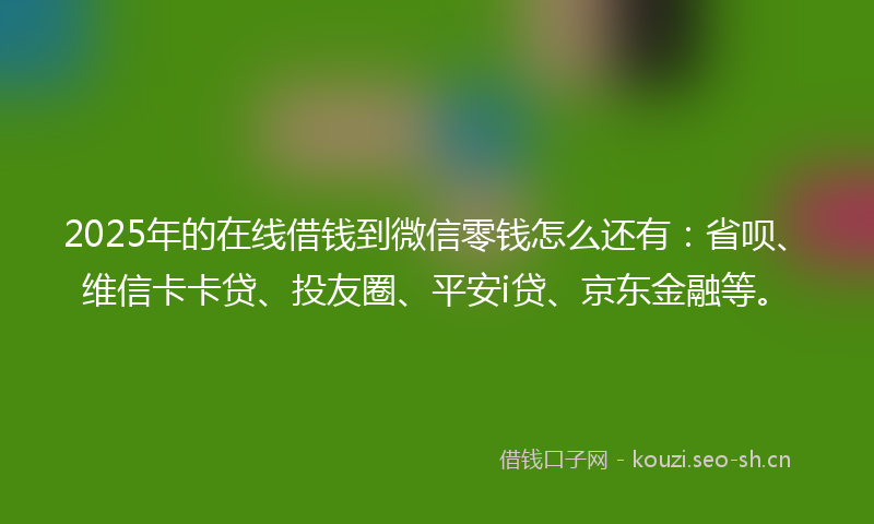 2025年的在线借钱到微信零钱怎么还有：省呗、维信卡卡贷、投友圈、平安i贷、京东金融等。