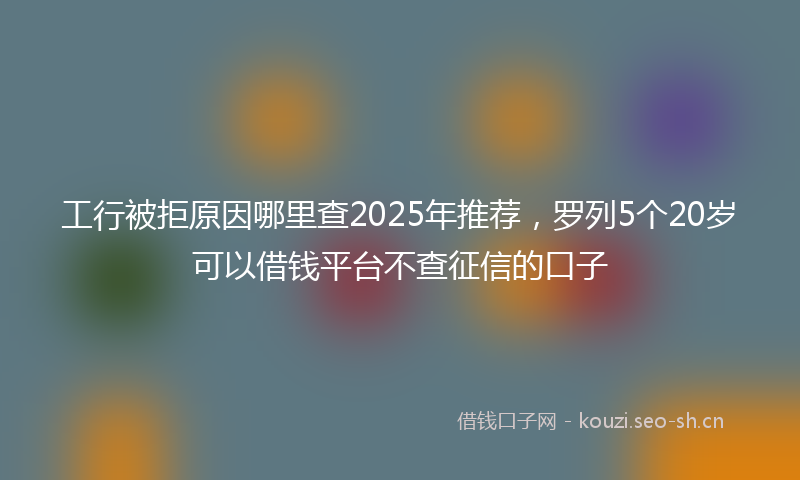 工行被拒原因哪里查2025年推荐，罗列5个20岁可以借钱平台不查征信的口子
