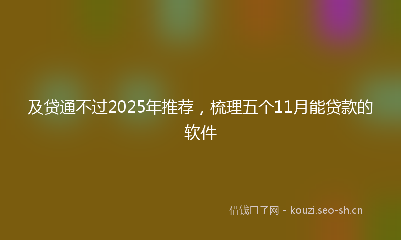 及贷通不过2025年推荐,梳理五个11月能贷款的软件