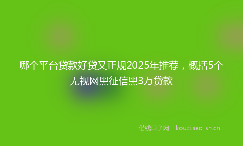 哪个平台贷款好贷又正规2025年推荐，概括5个无视网黑征信黑3万贷款