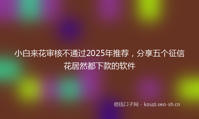小白来花审核不通过2025年推荐,分享五个征信花居然都下款的软件
