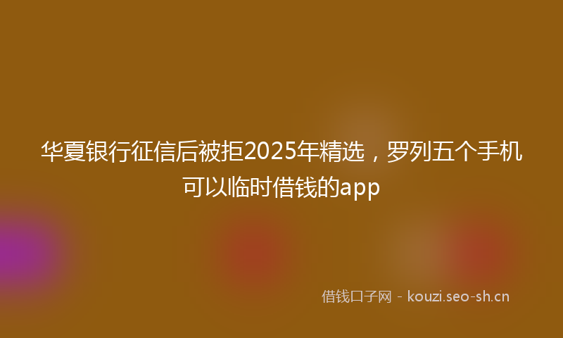 华夏银行征信后被拒2025年精选，罗列五个手机可以临时借钱的app