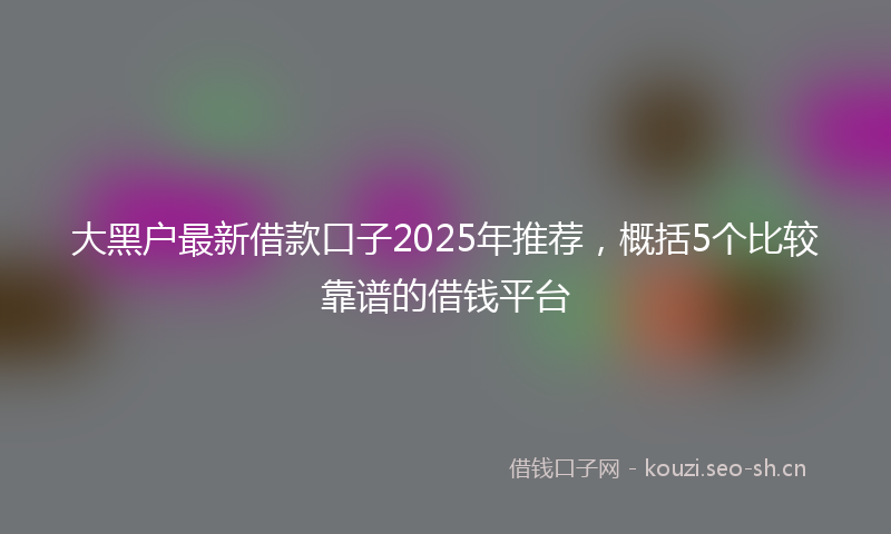 大黑户最新借款口子2025年推荐，概括5个比较靠谱的借钱平台