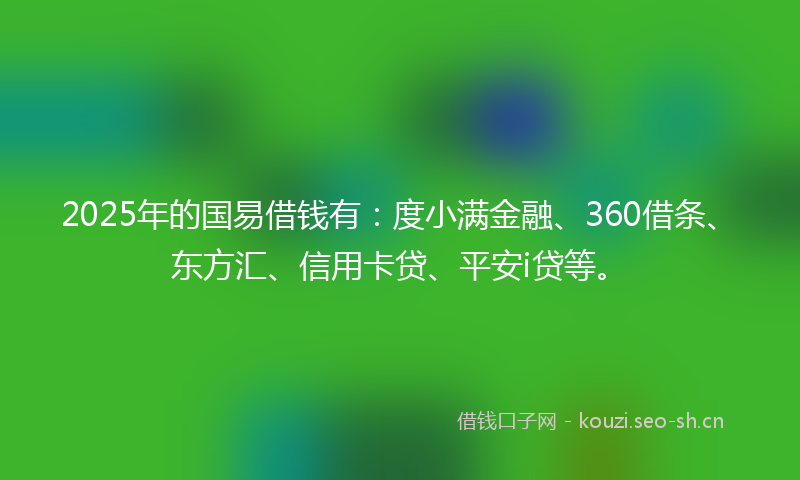 2025年的国易借钱有：度小满金融、360借条、东方汇、信用卡贷、平安i贷等。