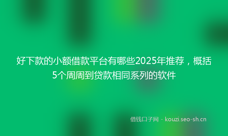 好下款的小额借款平台有哪些2025年推荐，概括5个周周到贷款相同系列的软件