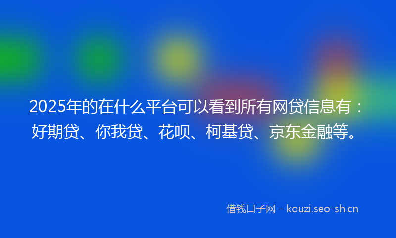 2025年的在什么平台可以看到所有网贷信息有：好期贷、你我贷、花呗、柯基贷、京东金融等。