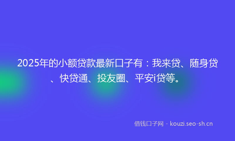 2025年的小额贷款最新口子有：我来贷、随身贷、快贷通、投友圈、平安i贷等。