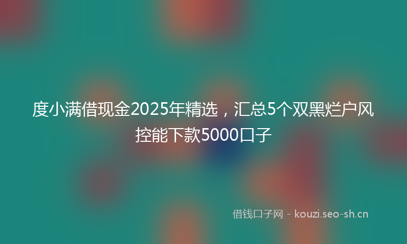 度小满借现金2025年精选，汇总5个双黑烂户风控能下款5000口子