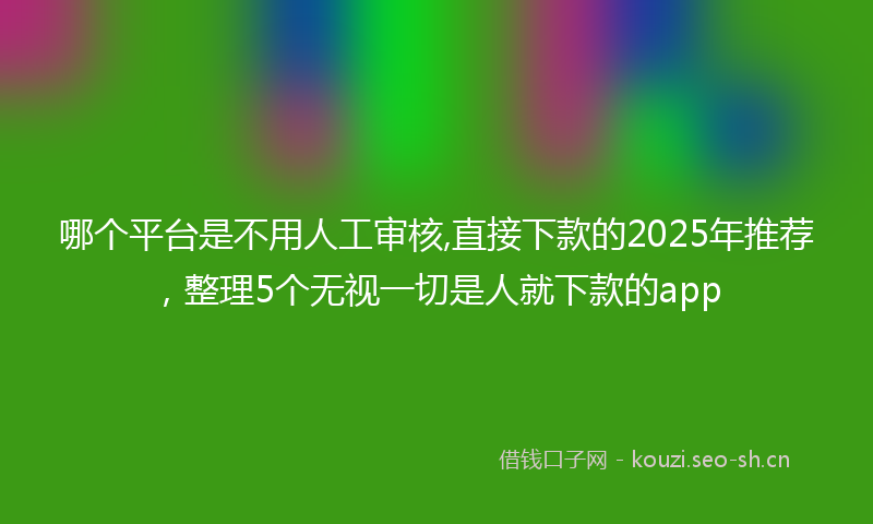哪个平台是不用人工审核,直接下款的2025年推荐，整理5个无视一切是人就下款的app