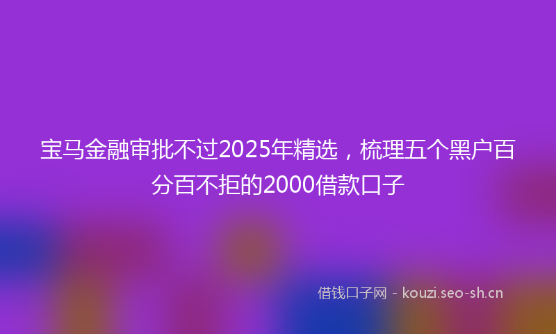 宝马金融审批不过2025年精选，梳理五个黑户百分百不拒的2000借款口子