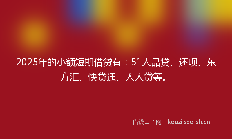 2025年的小额短期借贷有：51人品贷、还呗、东方汇、快贷通、人人贷等。