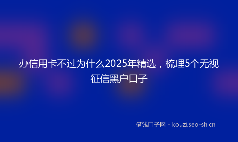 办信用卡不过为什么2025年精选,梳理5个无视征信黑户口子