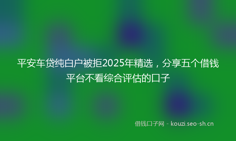 平安车贷纯白户被拒2025年精选，分享五个借钱平台不看综合评估的口子