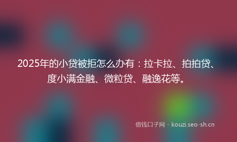 2025年的小贷被拒怎么办有：拉卡拉、拍拍贷、度小满金融、微粒贷、融逸花等。