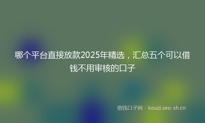 哪个平台直接放款2025年精选，汇总五个可以借钱不用审核的口子