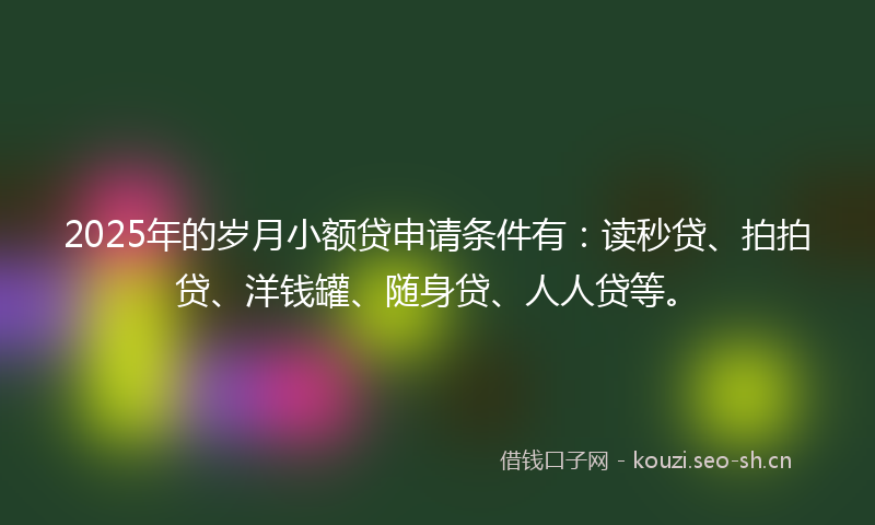 2025年的岁月小额贷申请条件有:读秒贷、拍拍贷、洋钱罐、随身贷、人人贷等。