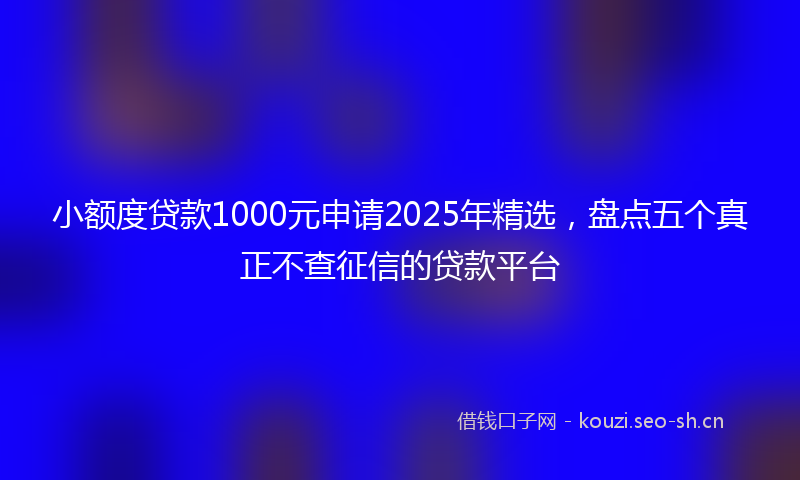 小额度贷款1000元申请2025年精选，盘点五个真正不查征信的贷款平台