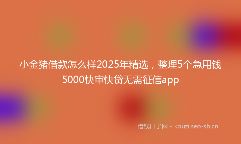 小金猪借款怎么样2025年精选，整理5个急用钱5000快审快贷无需征信app