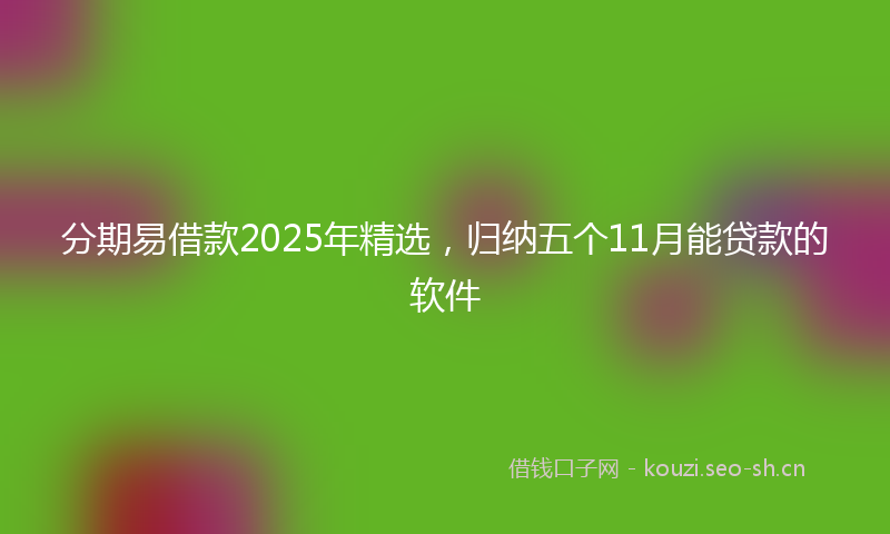 分期易借款2025年精选,归纳五个11月能贷款的软件