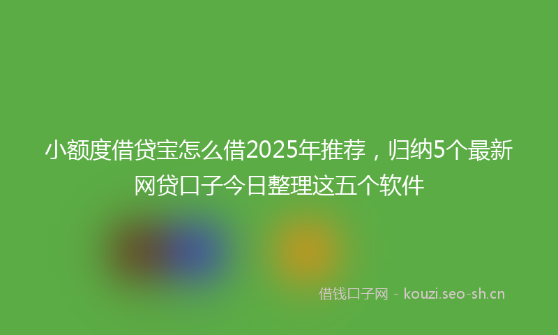 小额度借贷宝怎么借2025年推荐，归纳5个最新网贷口子今日整理这五个软件