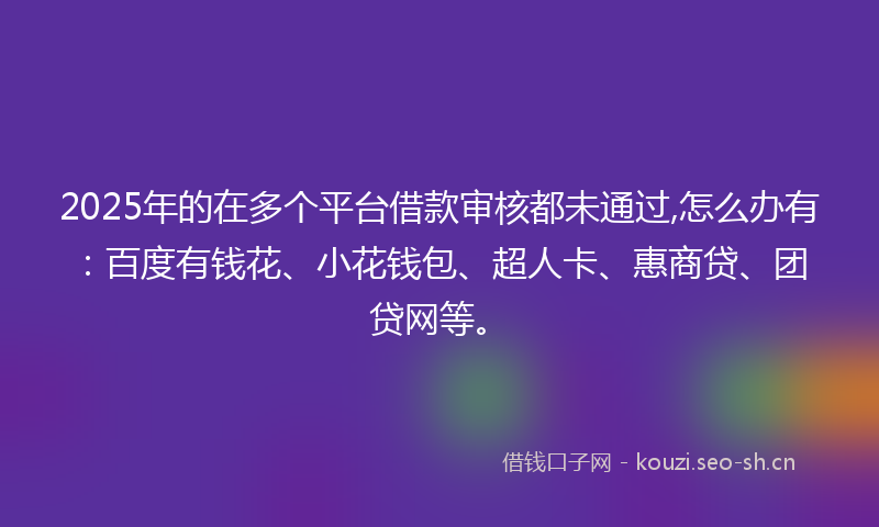 2025年的在多个平台借款审核都未通过,怎么办有：百度有钱花、小花钱包、超人卡、惠商贷、团贷网等。
