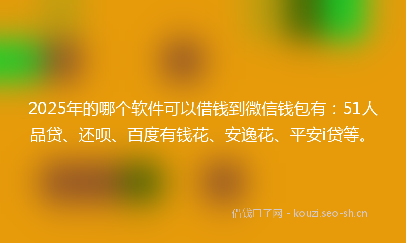 2025年的哪个软件可以借钱到微信钱包有：51人品贷、还呗、百度有钱花、安逸花、平安i贷等。