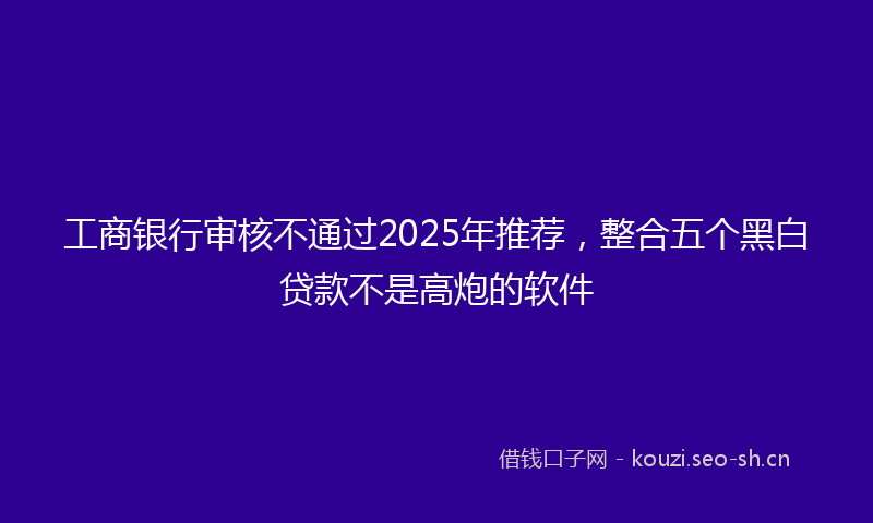 工商银行审核不通过2025年推荐，整合五个黑白贷款不是高炮的软件