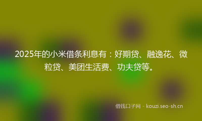 2025年的小米借条利息有:好期贷、融逸花、微粒贷、美团生活费、功夫贷等。