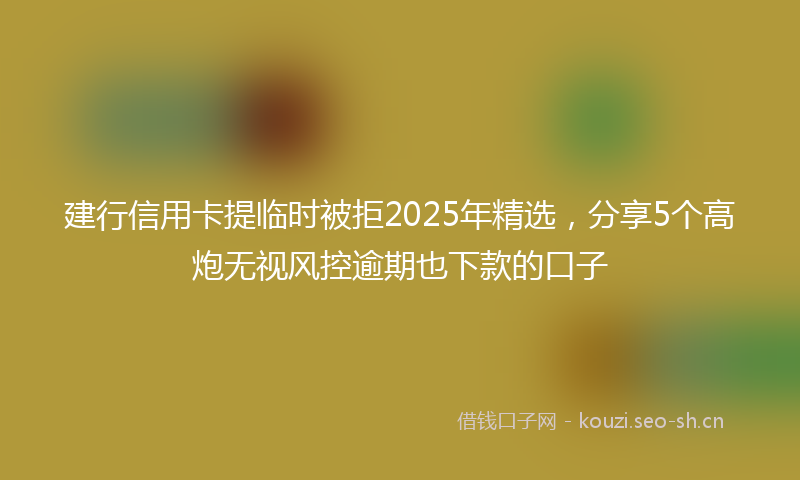 建行信用卡提临时被拒2025年精选，分享5个高炮无视风控逾期也下款的口子