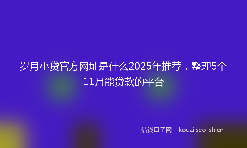 岁月小贷官方网址是什么2025年推荐，整理5个11月能贷款的平台