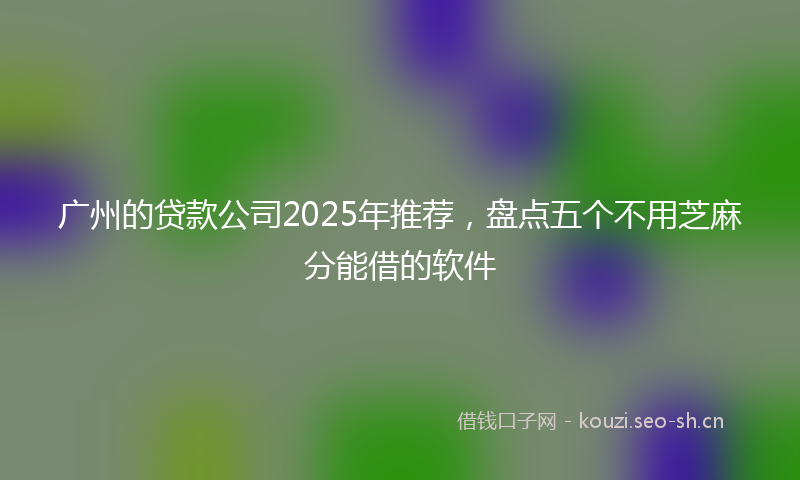 广州的贷款公司2025年推荐，盘点五个不用芝麻分能借的软件
