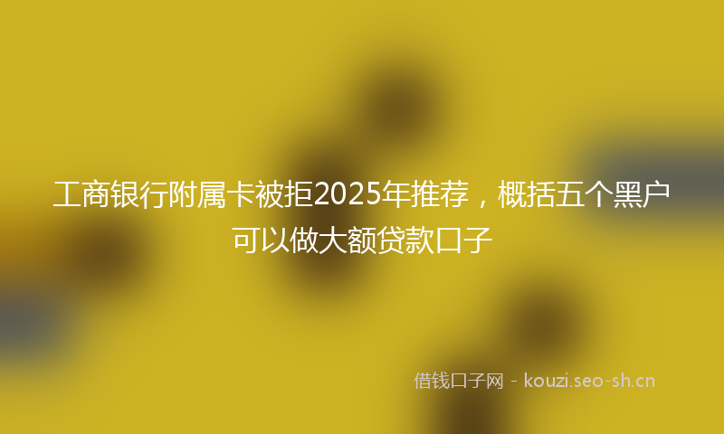 工商银行附属卡被拒2025年推荐，概括五个黑户可以做大额贷款口子