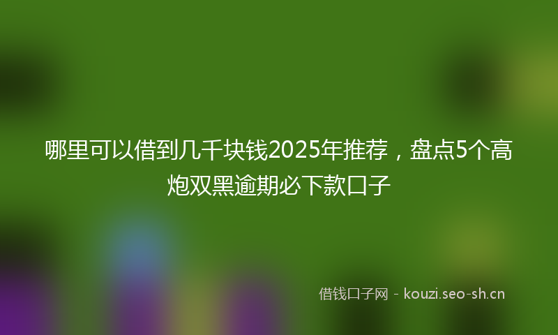 哪里可以借到几千块钱2025年推荐，盘点5个高炮双黑逾期必下款口子